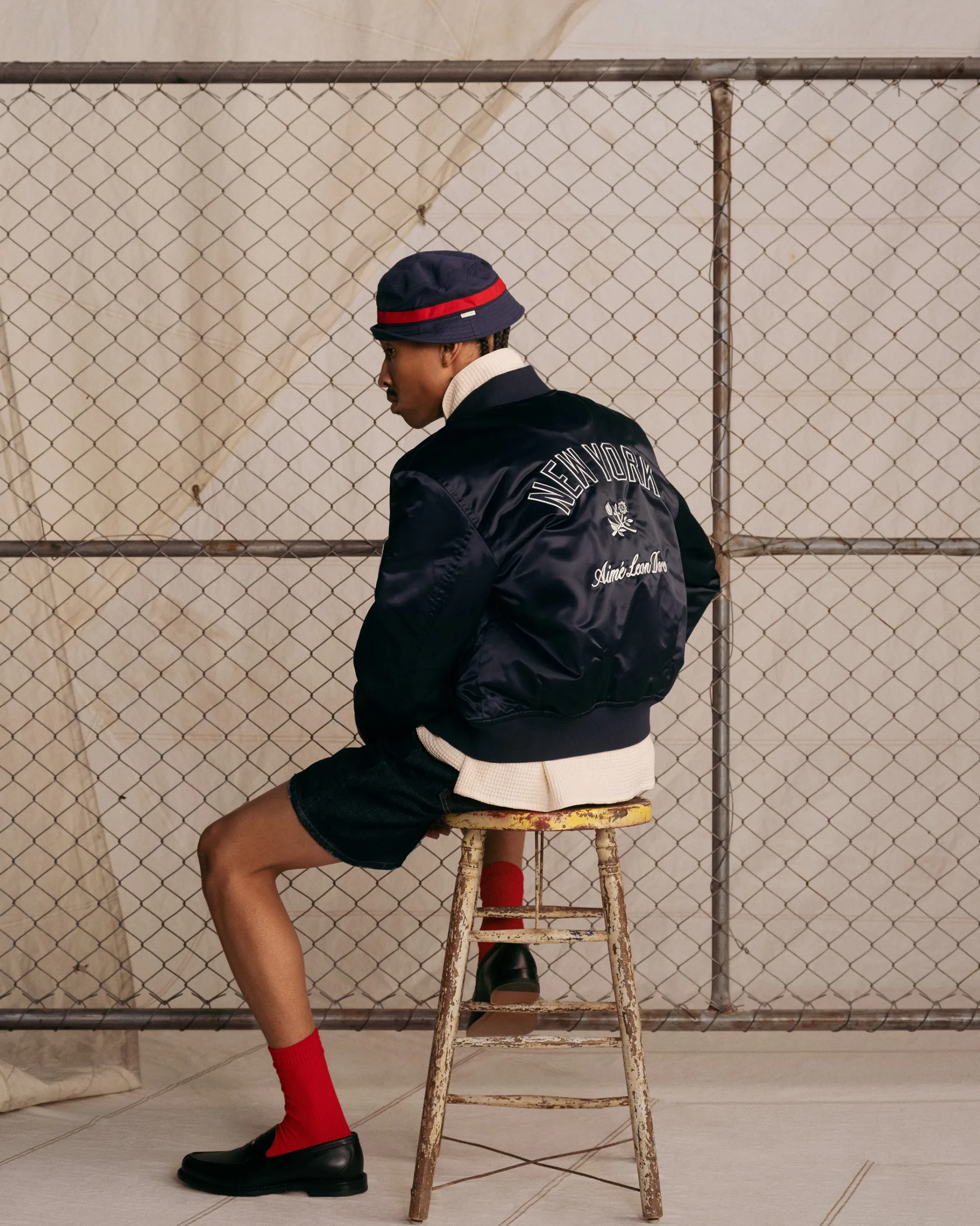 Aimé Leon Dore ALD / New York Yankees Satin Varsity Jacket
