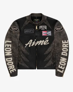 Aimé Leon Dore ALD / Vanson Distressed Leather Moto Jacket