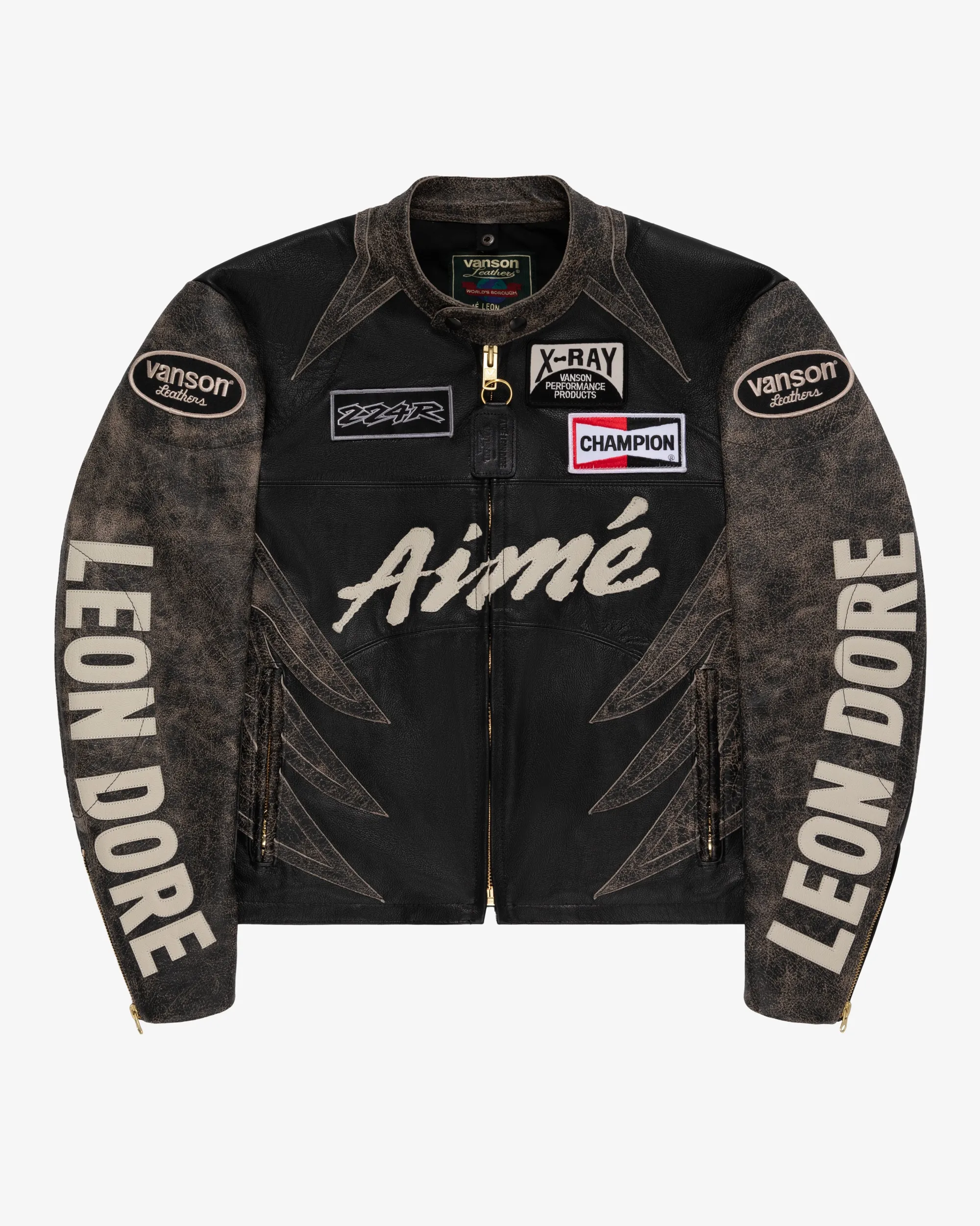 Aimé Leon Dore ALD / Vanson Distressed Leather Moto Jacket