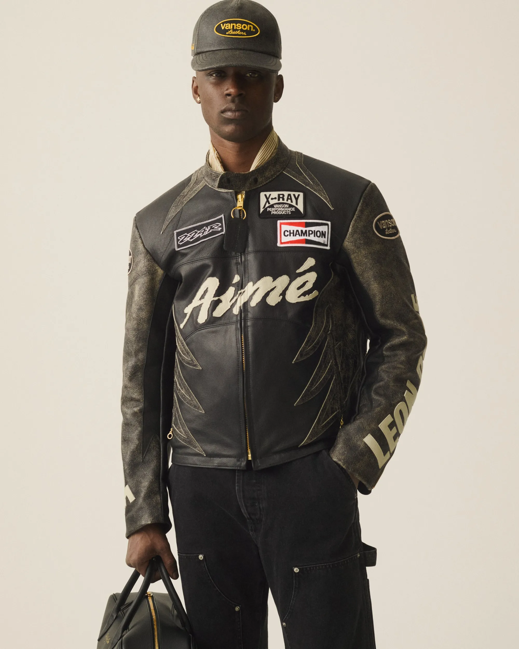 Aimé Leon Dore ALD / Vanson Distressed Leather Moto Jacket