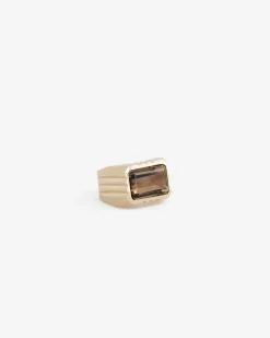 Aimé Leon Dore 14Kt Gold Smoky Quartz Signet  Ring
