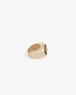 Aimé Leon Dore 14Kt Gold Smoky Quartz Signet  Ring