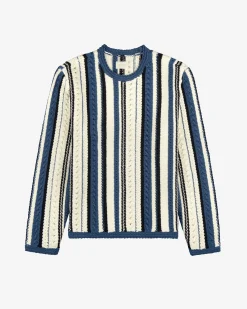 Aimé Leon Dore Striped Eyelet Crewneck Sweater
