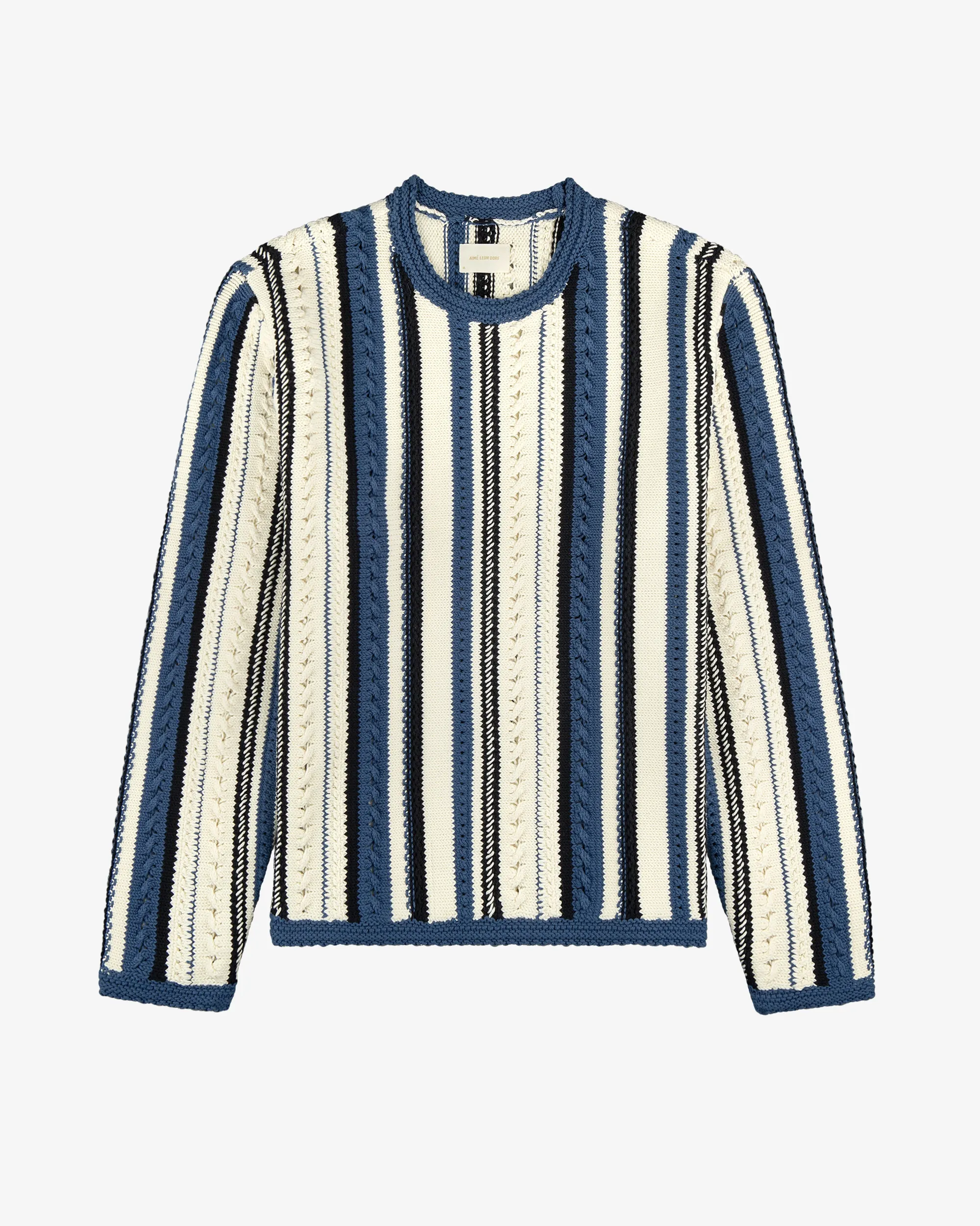 Aimé Leon Dore Striped Eyelet Crewneck Sweater