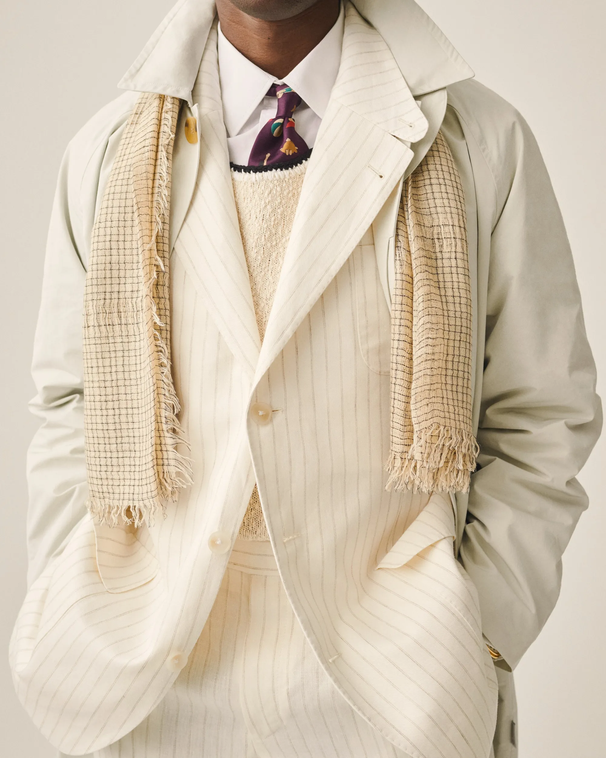 Aimé Leon Dore Striped Linen Suit Jacket